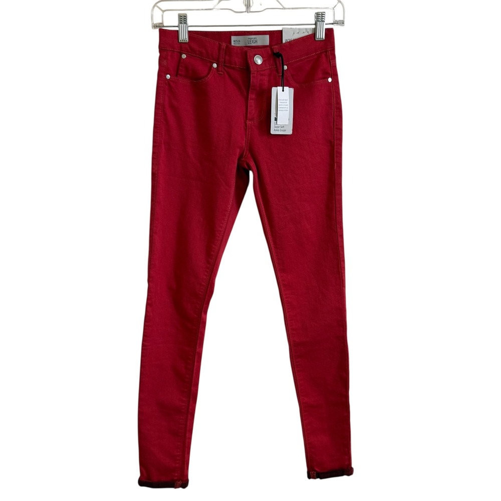 Topshop Moto Leigh Jeans‎ Super Soft Ankle Grazer Skinny Red W25 L30 NWT
